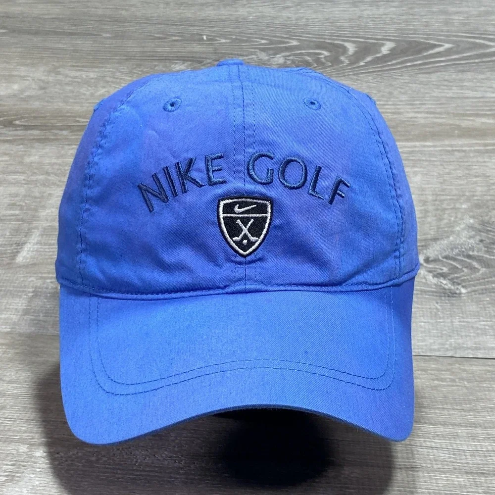 Nike Golf Hat Cap Baseball Strap Back Mens One Size Blue‎ Crest Logo Adjustable